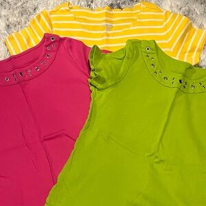 Kim Rogers Short Sleeve Tees - Hot Pink & Lime and Yellow/White Stripe